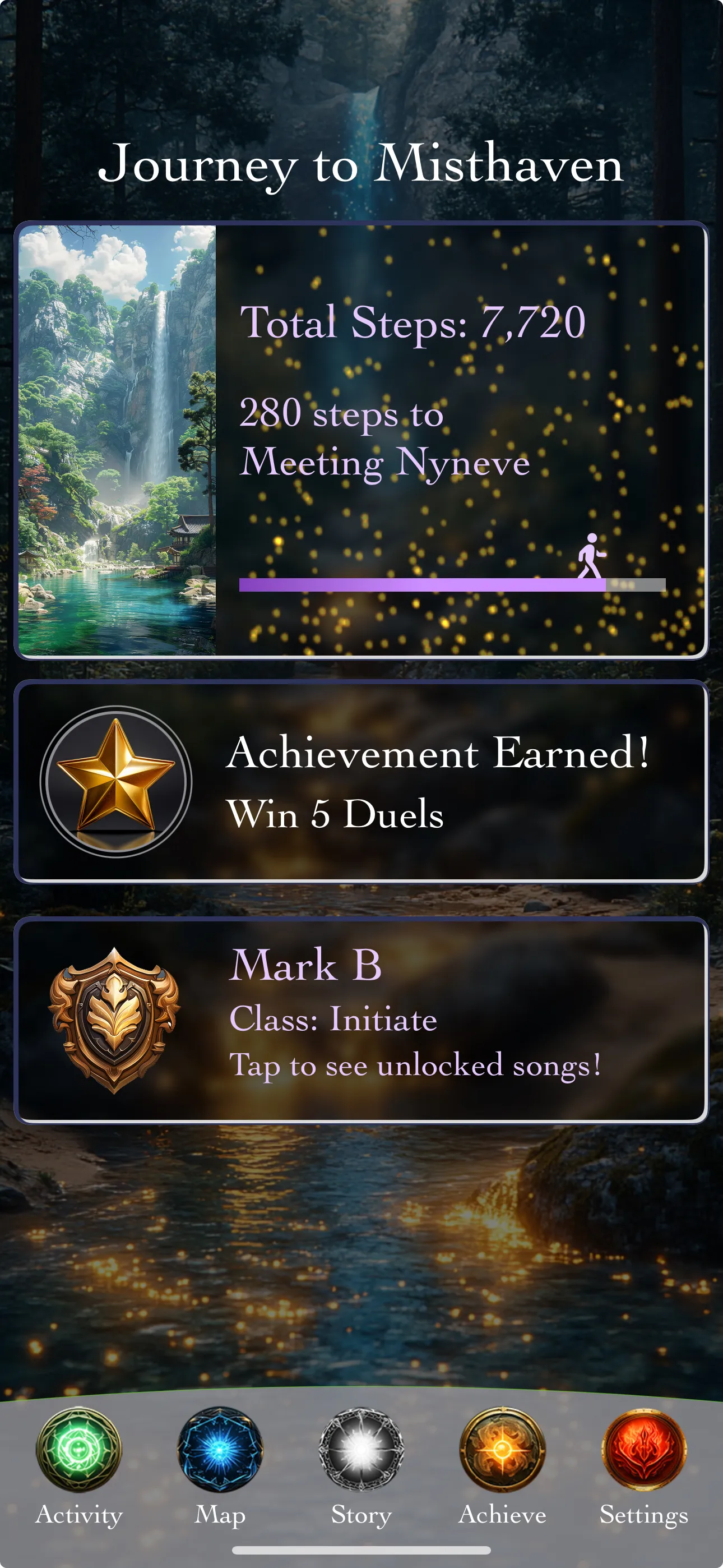 Journey Mode shows a walking character to show progress to next level